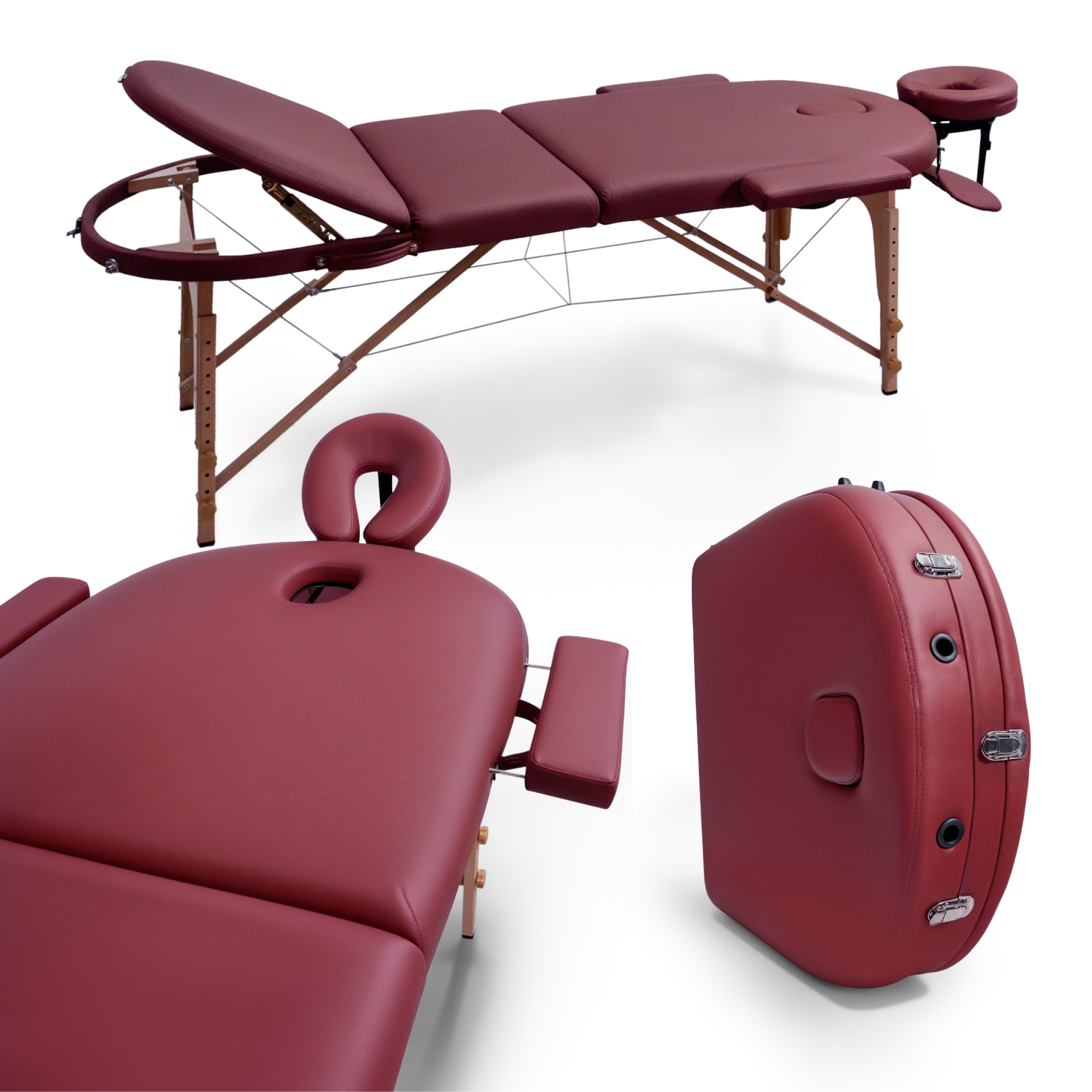 Складной массажный стол Unix  Comfort 3 Section Burgundy