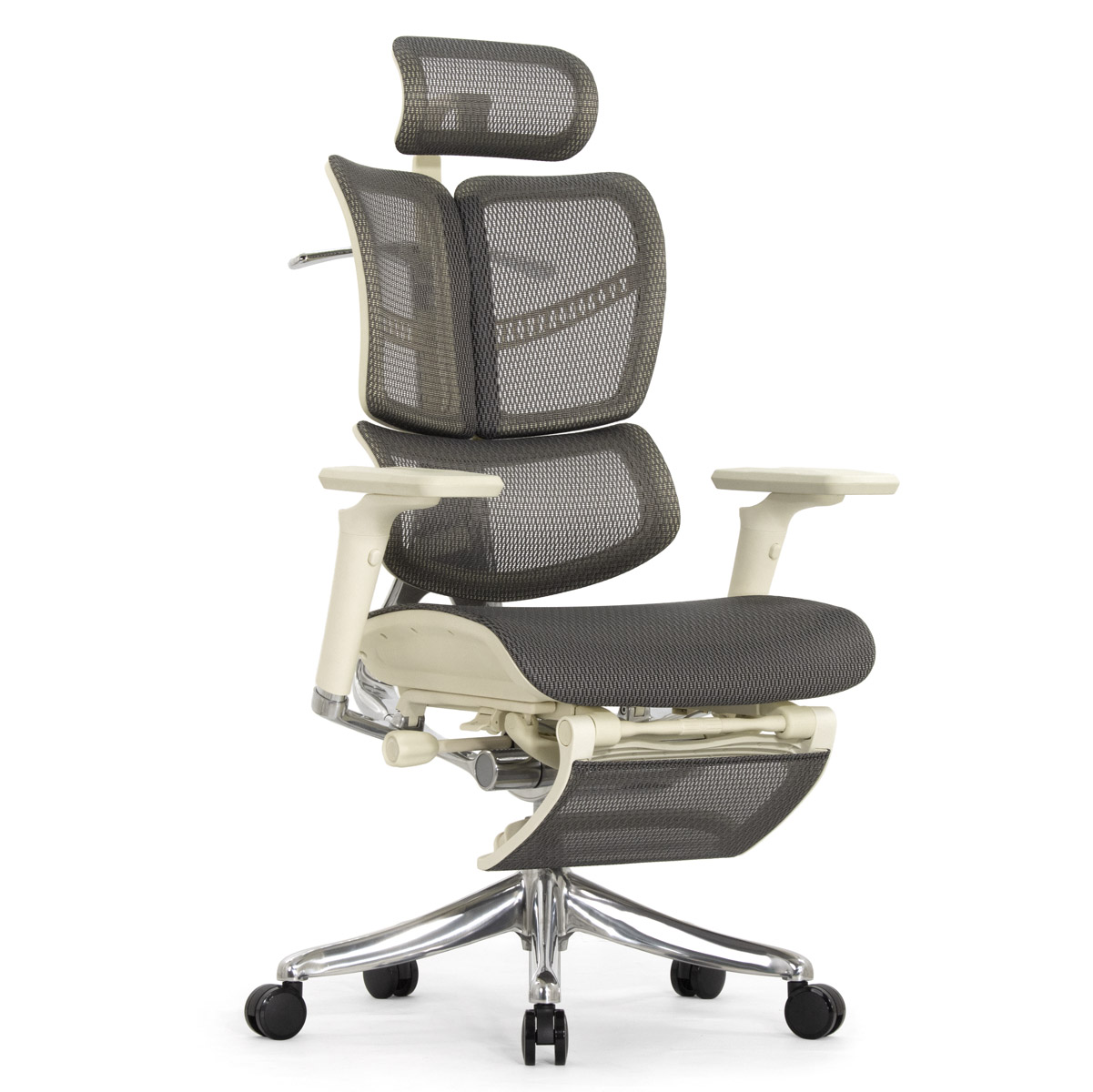 Анатомическое кресло Falto Fly 2 с подножкой (динамичный подголовник, подлокотники 6D (360), сетка, светлый)