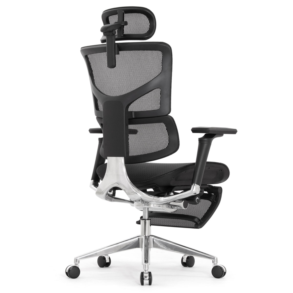 Эргономичное кресло Falto Sail 2 с подножкой (динамичный поясничный упор, подлокотники 6D (360), сетка, чёрный)