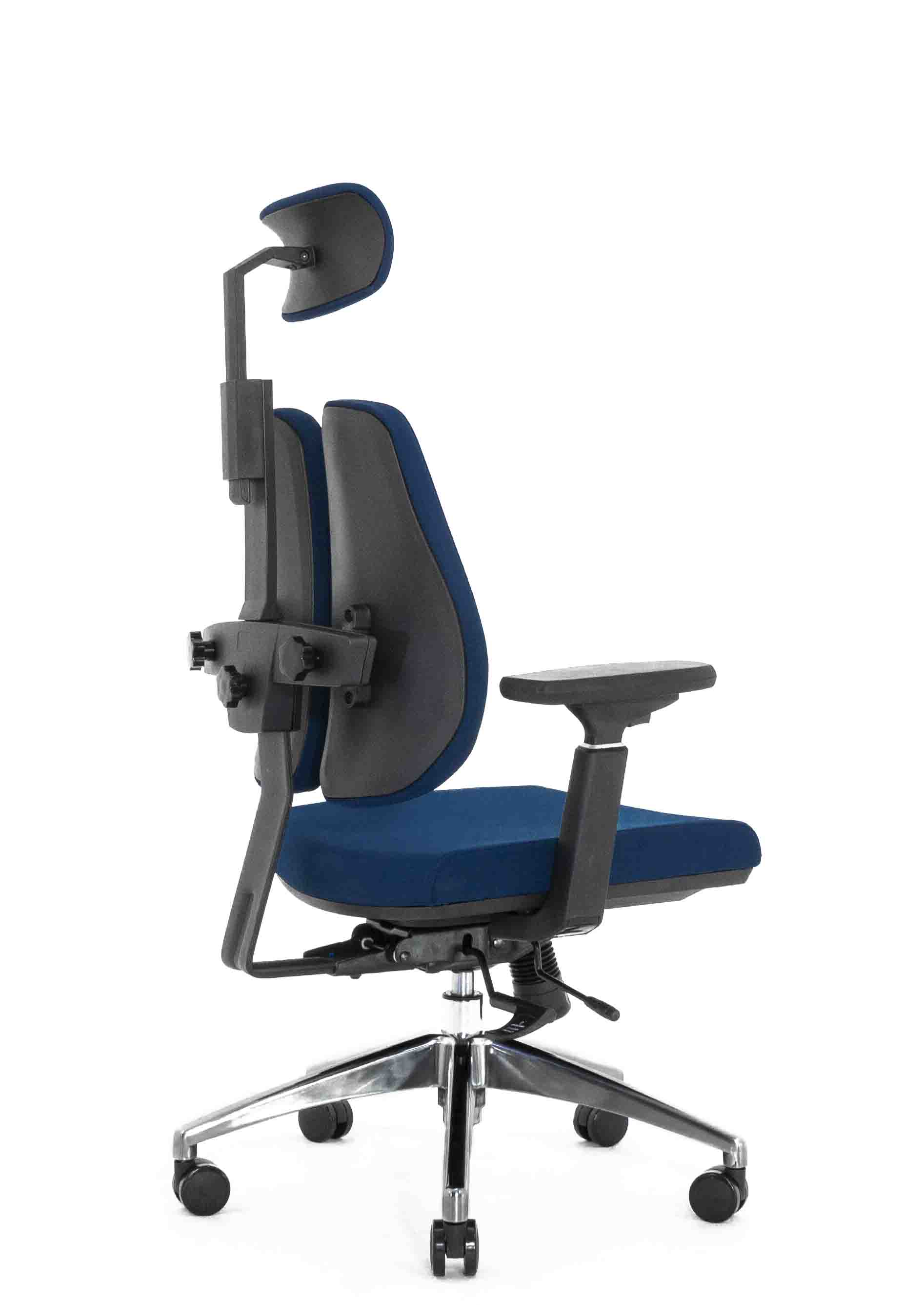 Ортопедическое кресло Falto ALPHA (корсетная спинка, ткань, тёмно-синий)