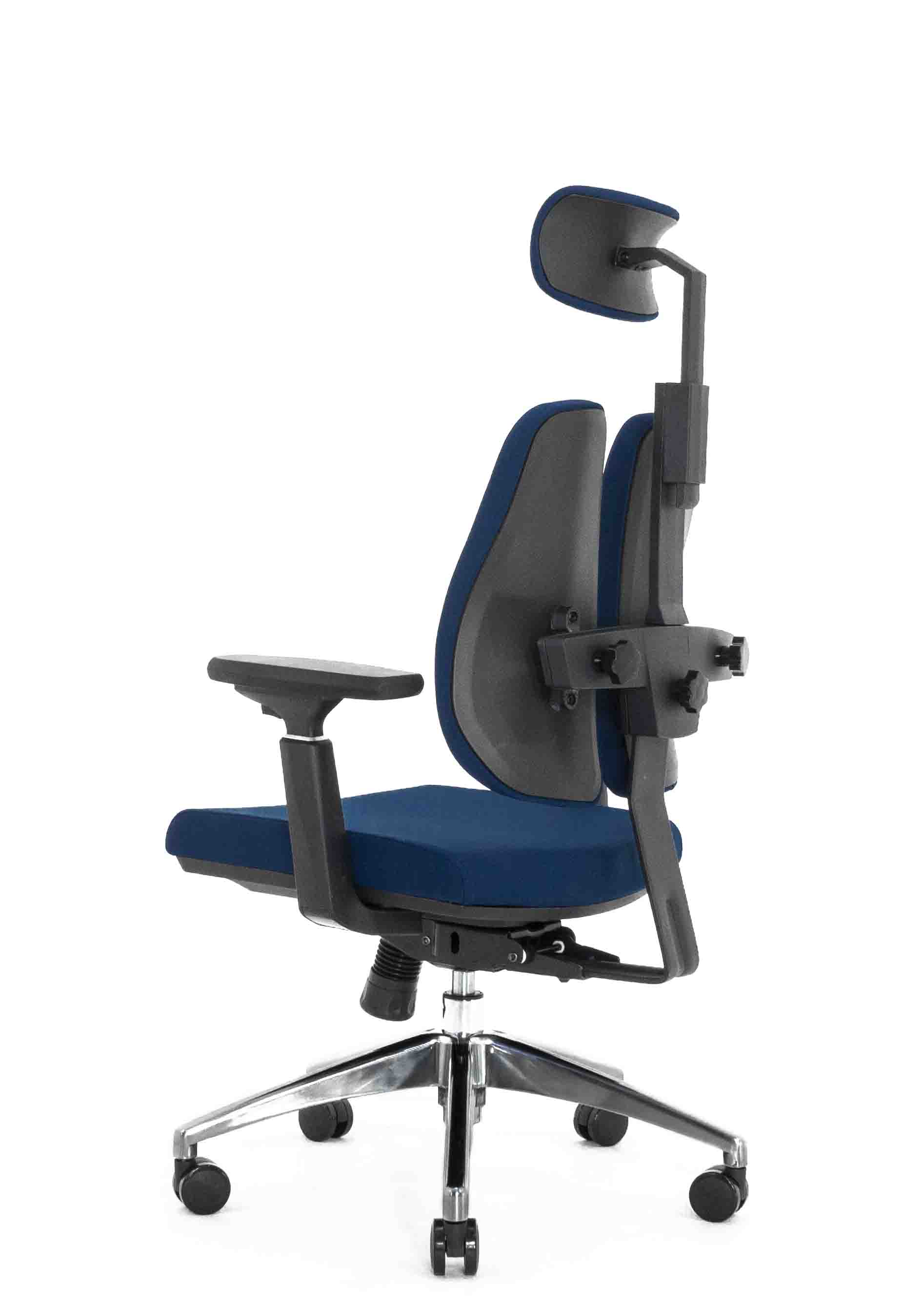 Ортопедическое кресло Falto ALPHA (корсетная спинка, ткань, тёмно-синий)