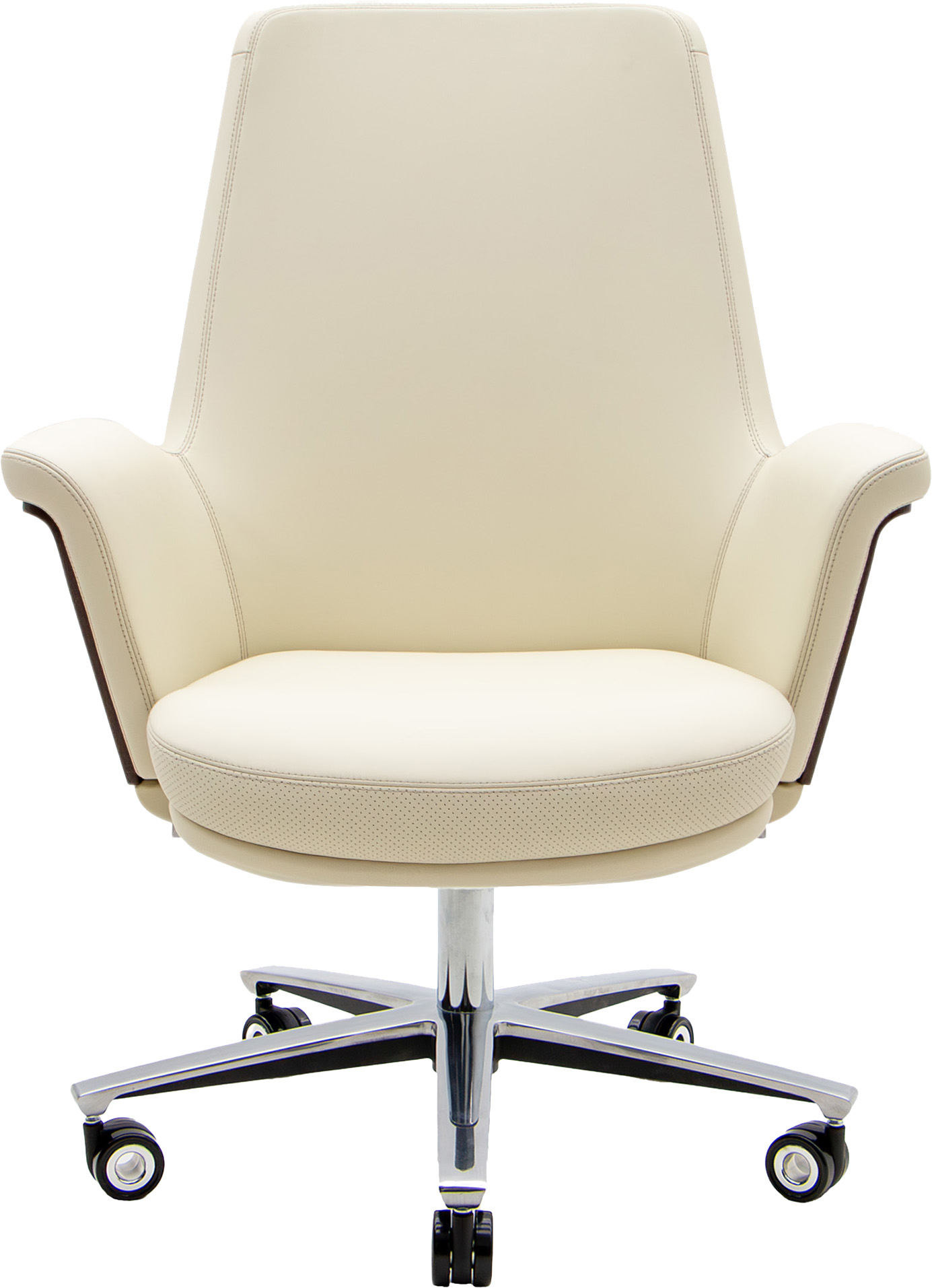 Эргономичное кресло LB бежевая кожа / палисандр