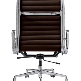 Эргономичное кресло Eames Ribbed Office Chair EA 119, темно-коричневая кожа