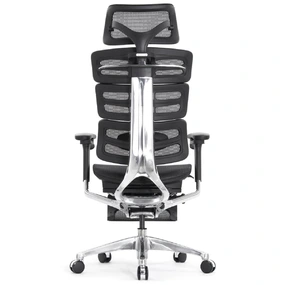 Эргономичное кресло Falto Evolution с подножкой (тихие вставки, управление на подлокотниках, сетка, чёрный)