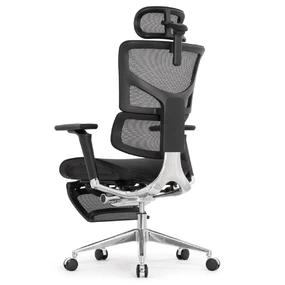 Эргономичное кресло Falto Sail 2 с подножкой (динамичный поясничный упор, подлокотники 6D (360), сетка, чёрный)