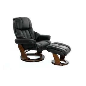 Кресло-реклайнер Falto Lux (оттоманка, натуральная кожа, чёрный)